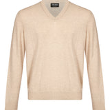 Maglione con scollo a V Oasi in beige 