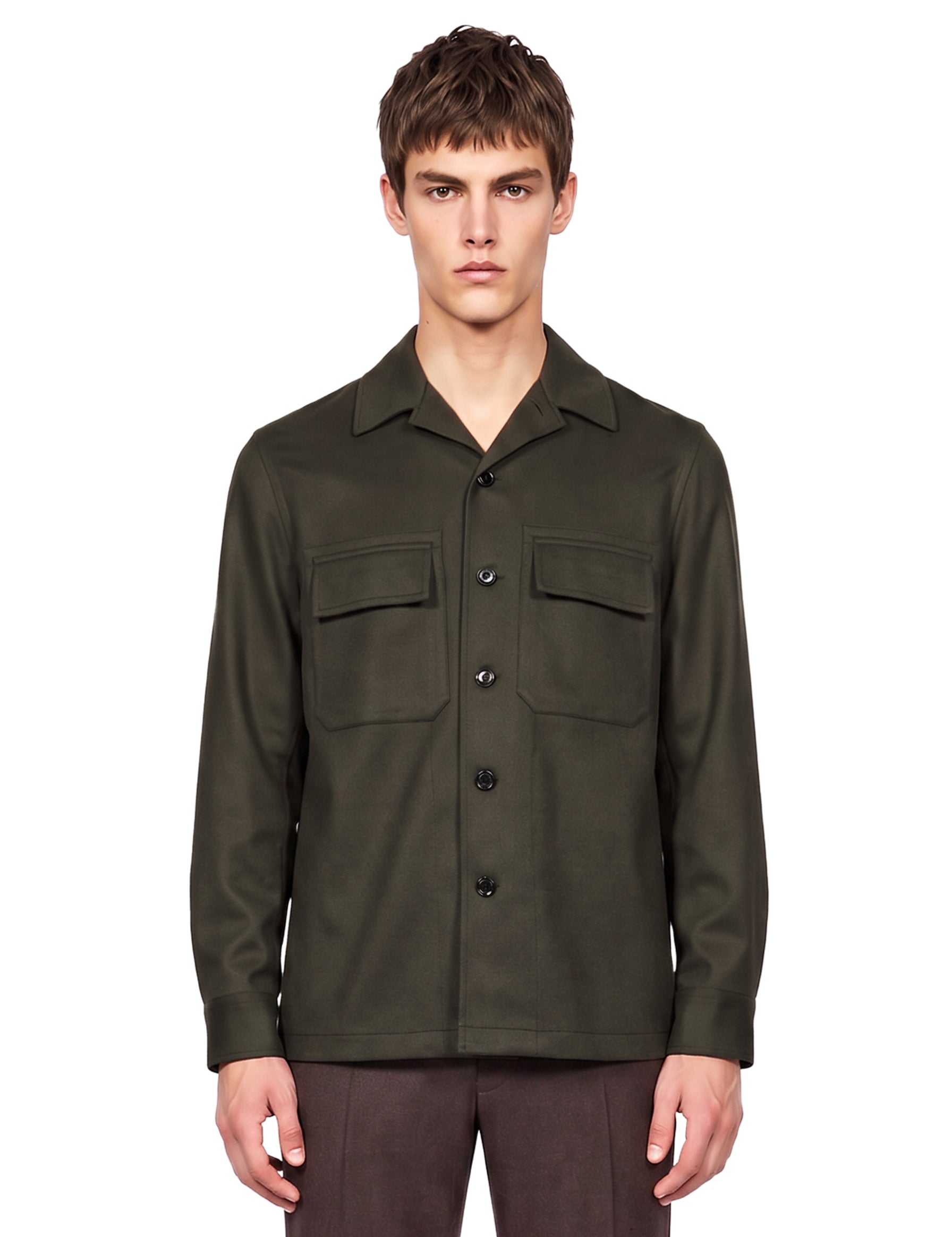 Cgiacca-camicia Oasi in cashmere in verde 