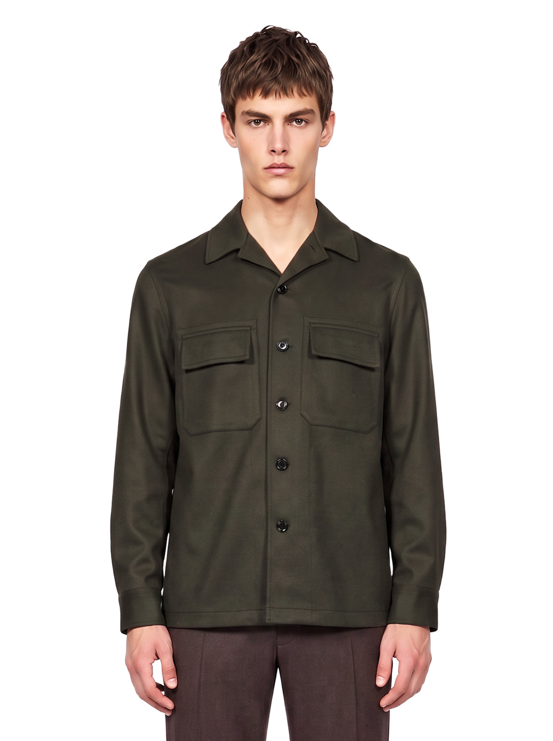 Cgiacca-camicia Oasi in cashmere in verde 