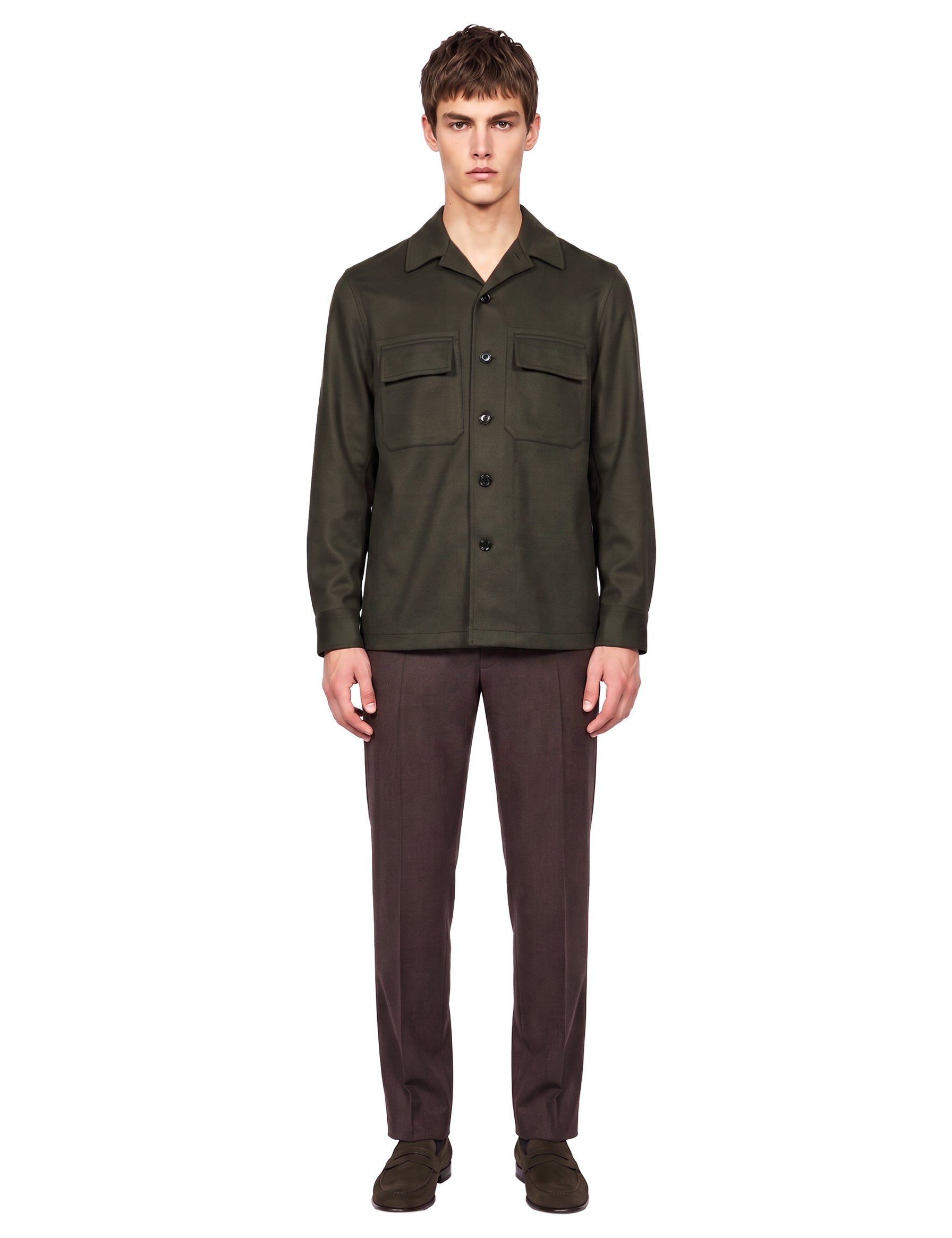 Cgiacca-camicia Oasi in cashmere in verde 