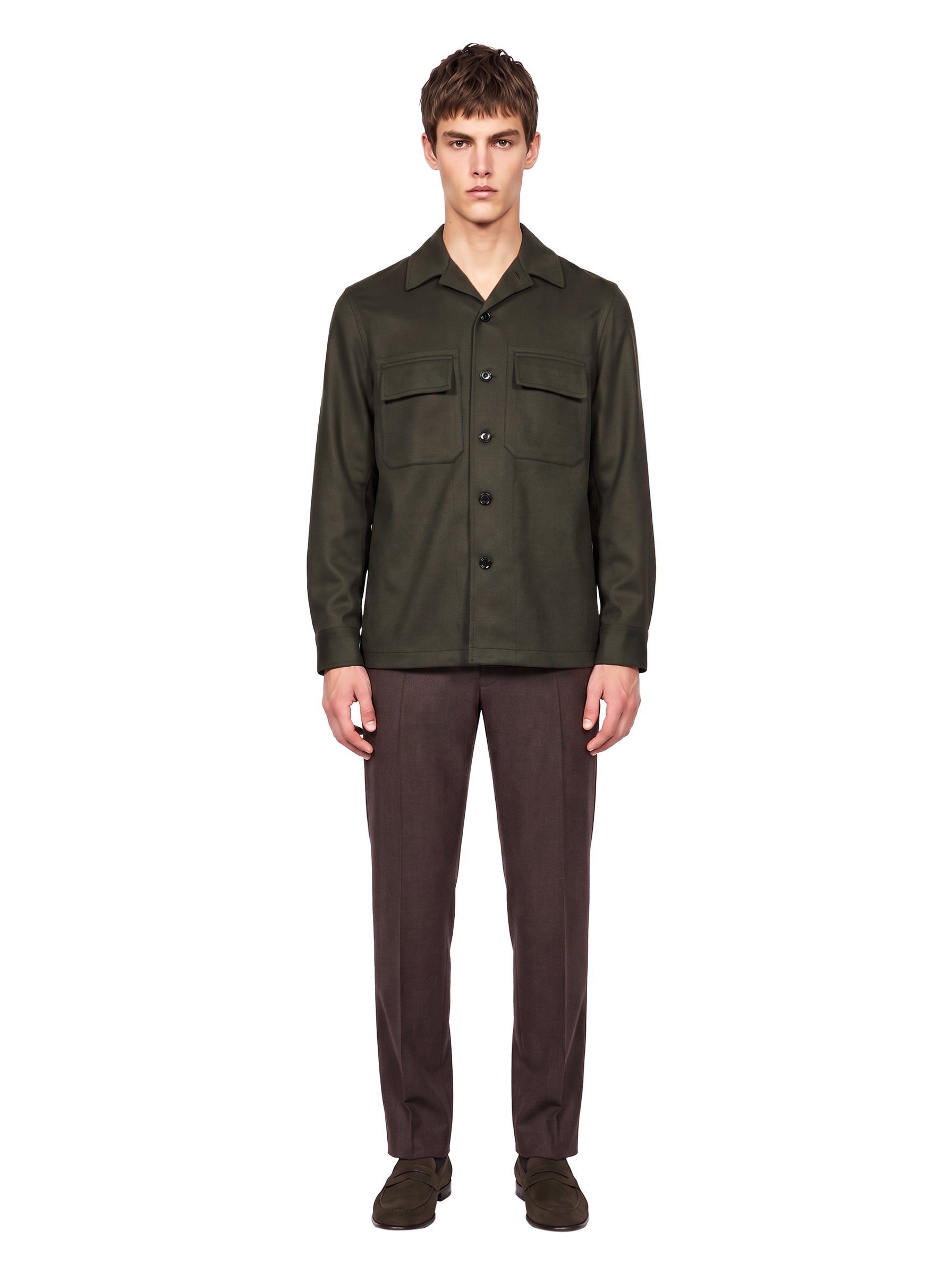 Cgiacca-camicia Oasi in cashmere in verde 