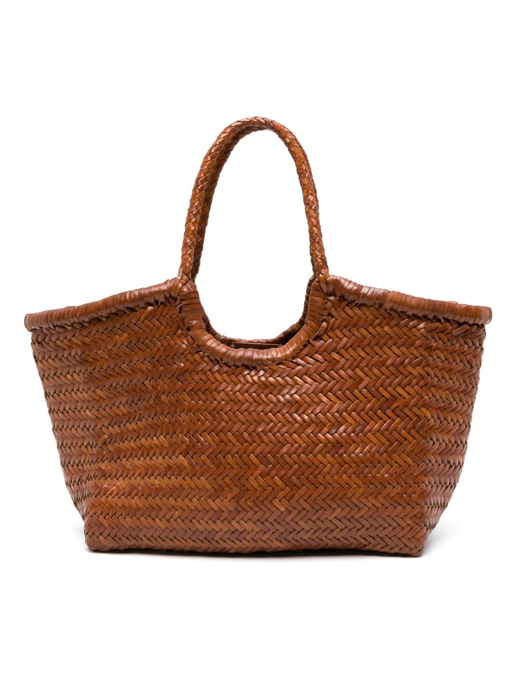 Borsa Nantucket intrecciata grande in marrone 
