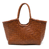 Borsa Nantucket intrecciata grande in marrone 