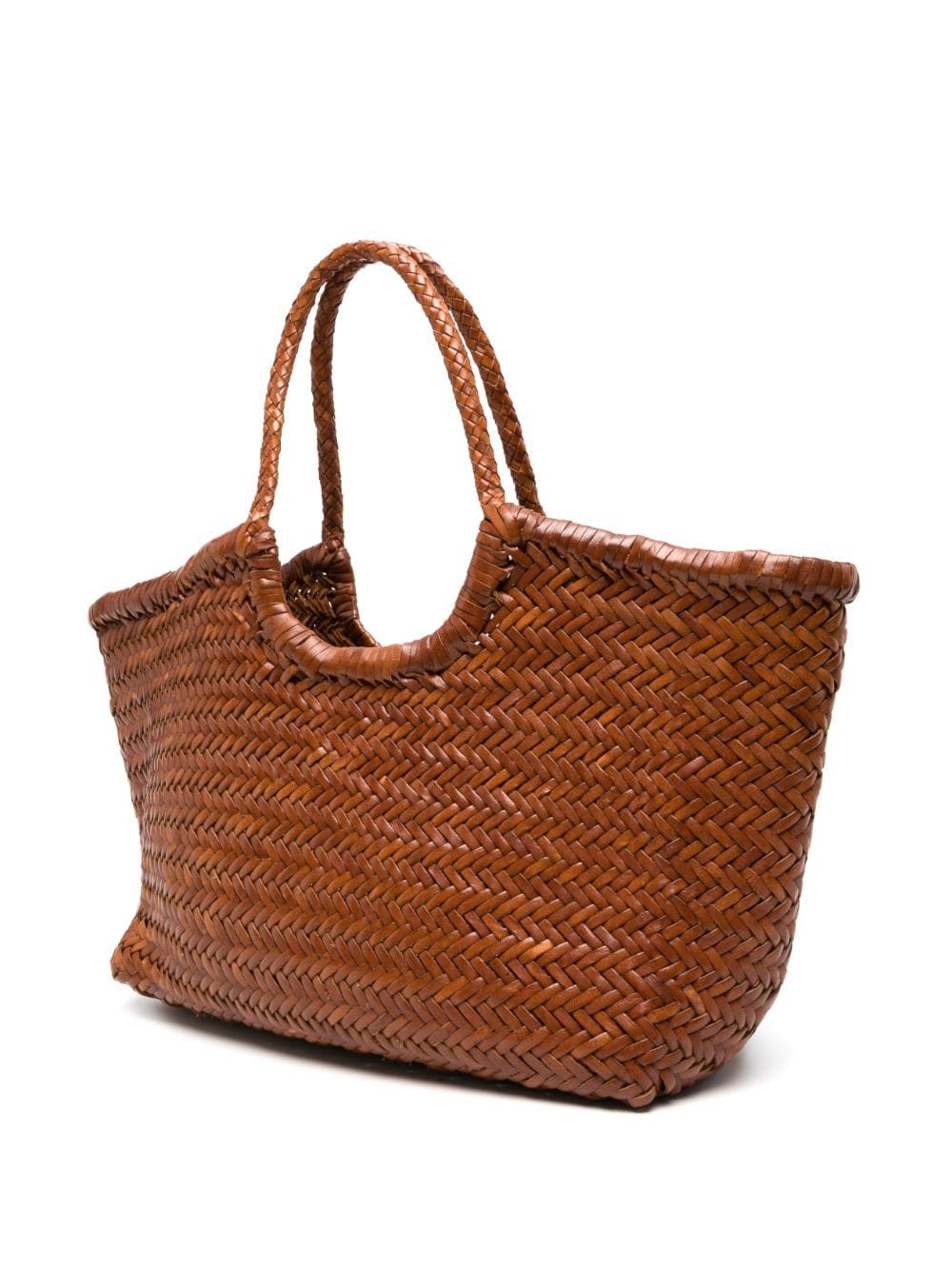 Borsa Nantucket intrecciata grande in marrone 