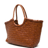 Borsa Nantucket intrecciata grande in marrone 
