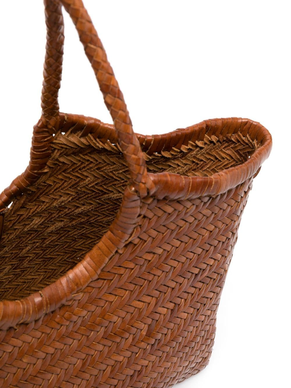Borsa Nantucket intrecciata grande in marrone 