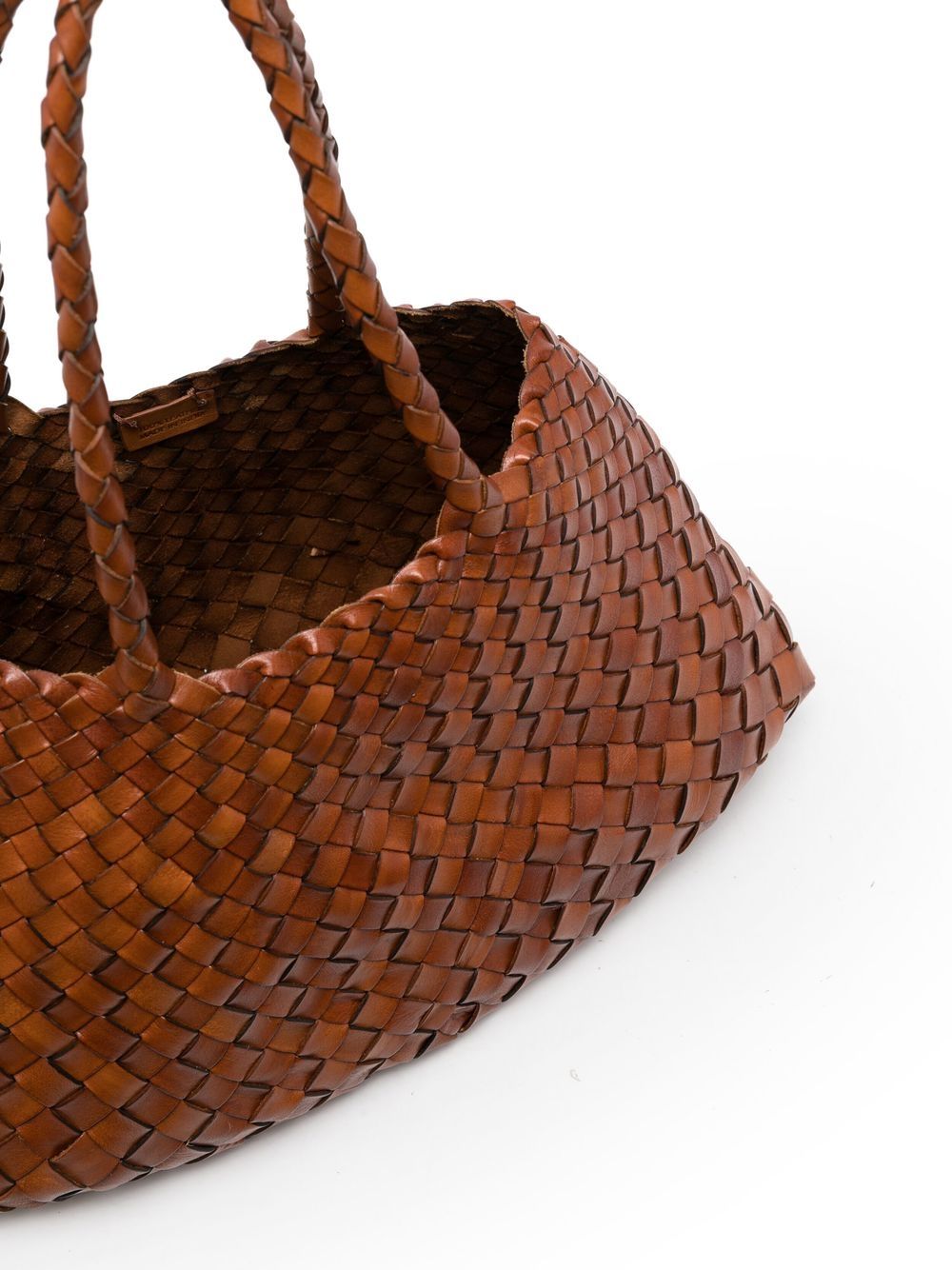 Borsa Nantucket intrecciata grande in marrone 