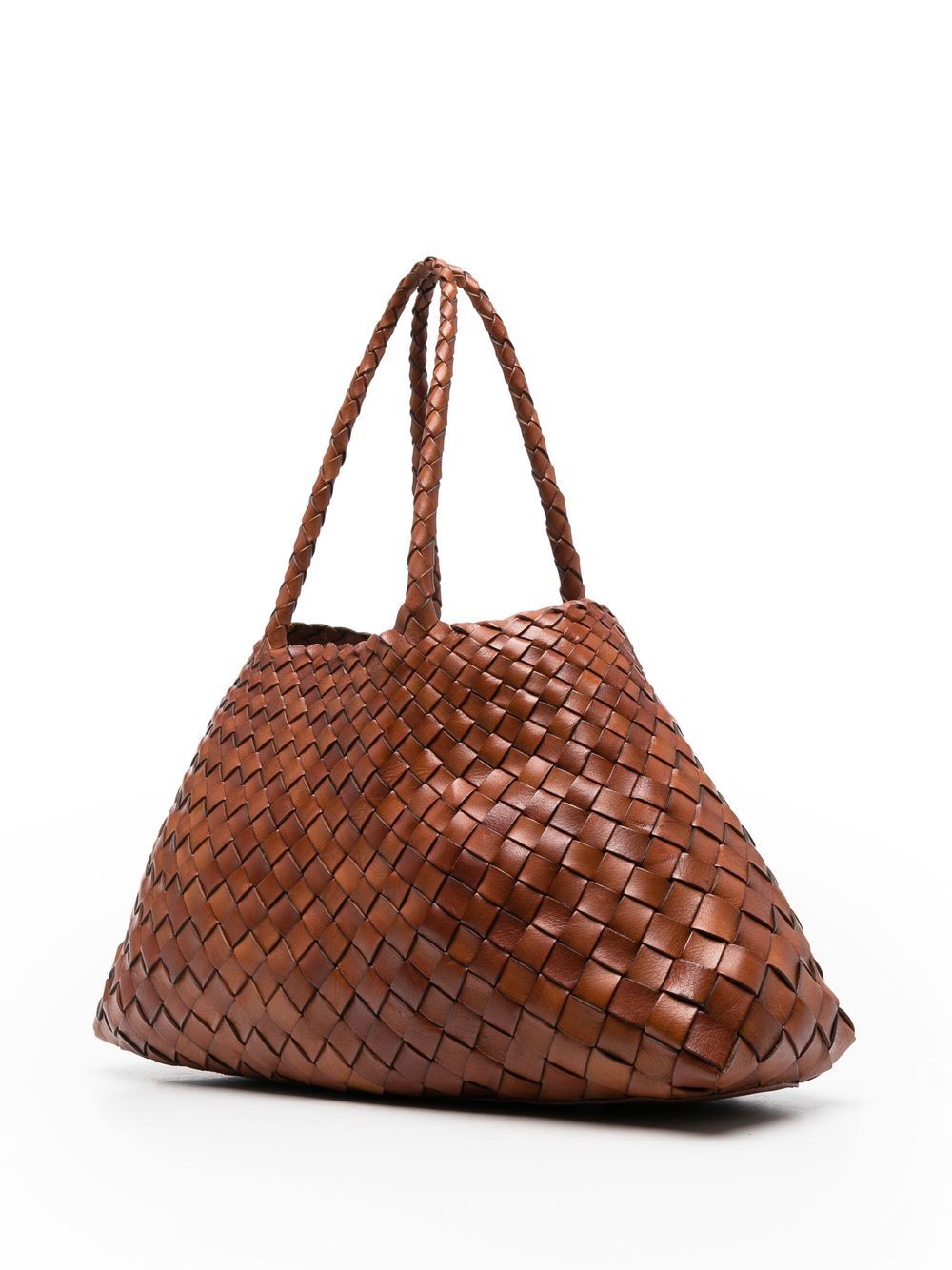 Borsa Nantucket intrecciata grande in marrone 