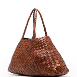 Borsa Nantucket intrecciata grande in marrone 