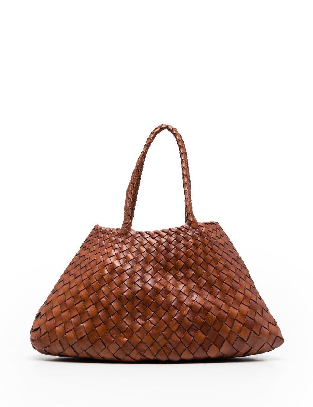Borsa Nantucket intrecciata grande in marrone 