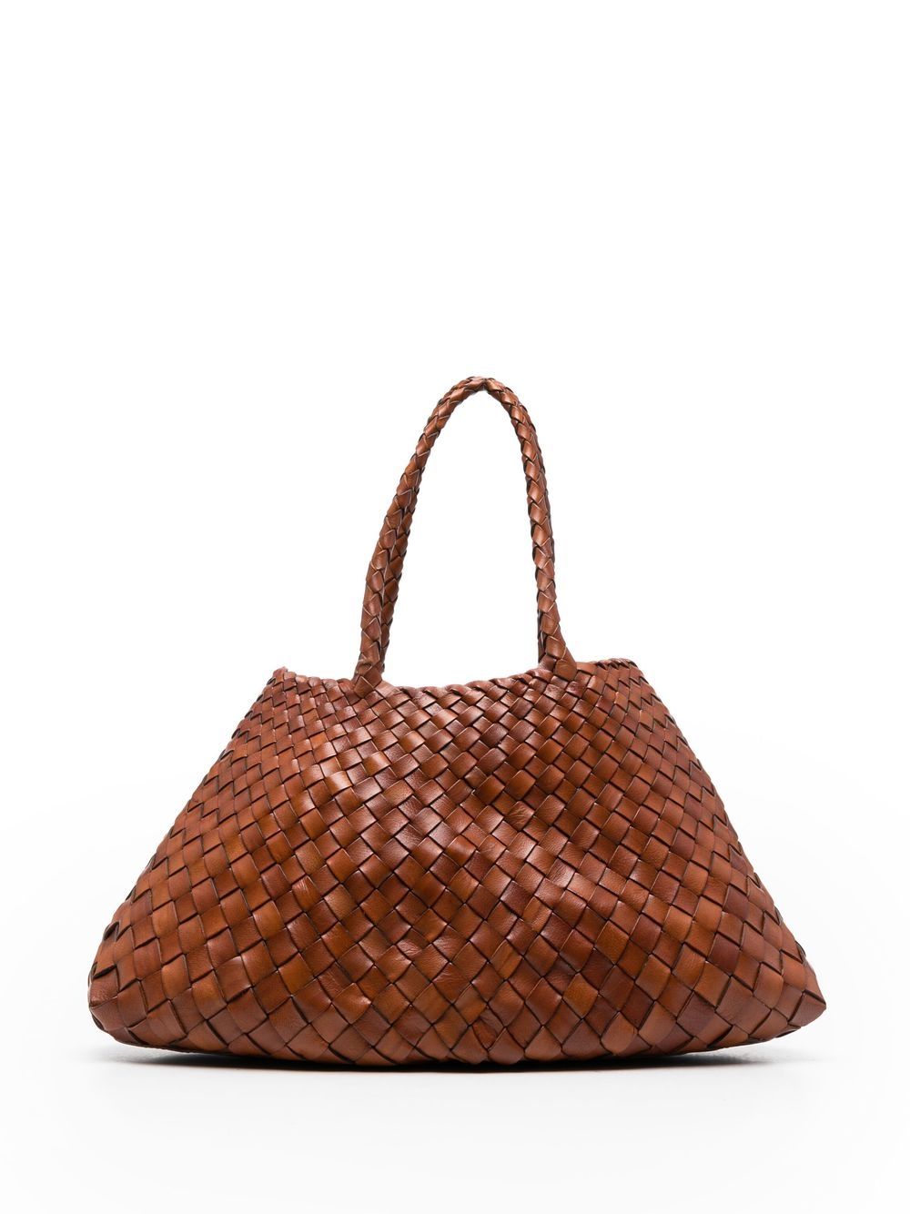 Borsa Nantucket intrecciata grande in marrone 