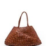 Borsa Nantucket intrecciata grande in marrone 