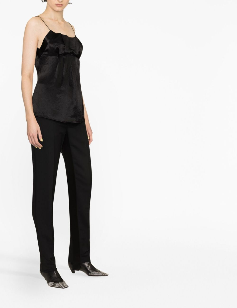 Top con scollo a V in nero - donna 