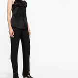 Top con scollo a V in nero - donna 