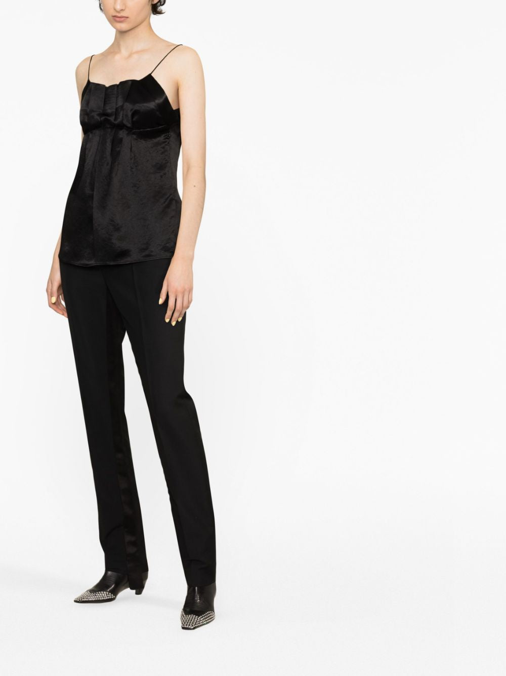 Top con scollo a V in nero - donna 