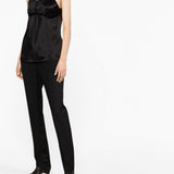 Top con scollo a V in nero - donna 