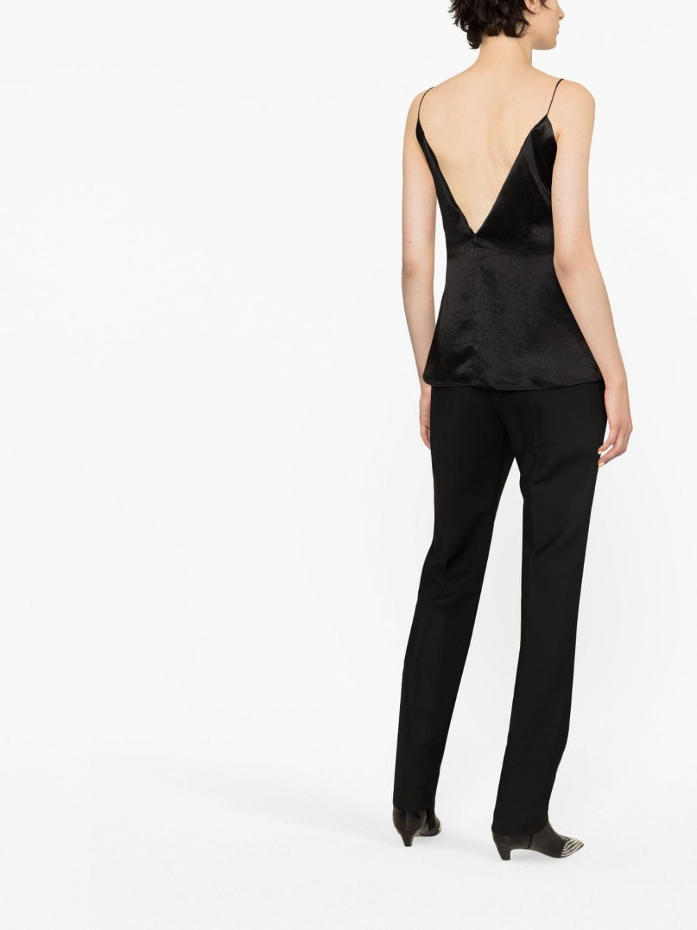 Top con scollo a V in nero - donna 
