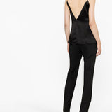 Top con scollo a V in nero - donna 