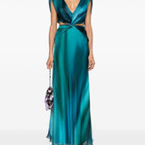 Abito da sera con cut-out in blu e verde - donna 