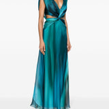 Abito da sera con cut-out in blu e verde - donna 