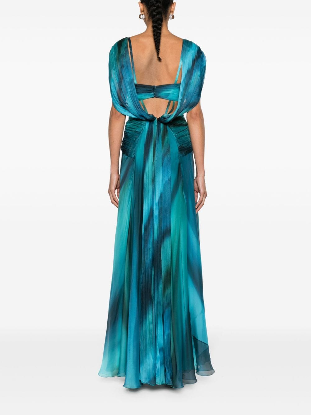 Abito da sera con cut-out in blu e verde - donna 