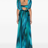 Abito da sera con cut-out in blu e verde - donna 