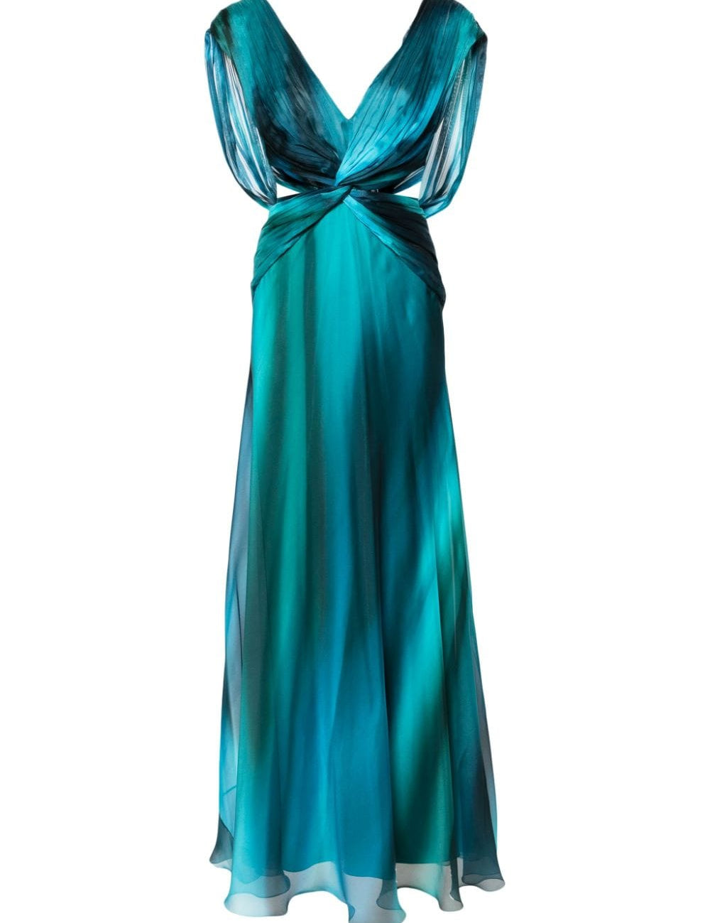 Abito da sera con cut-out in blu e verde - donna 