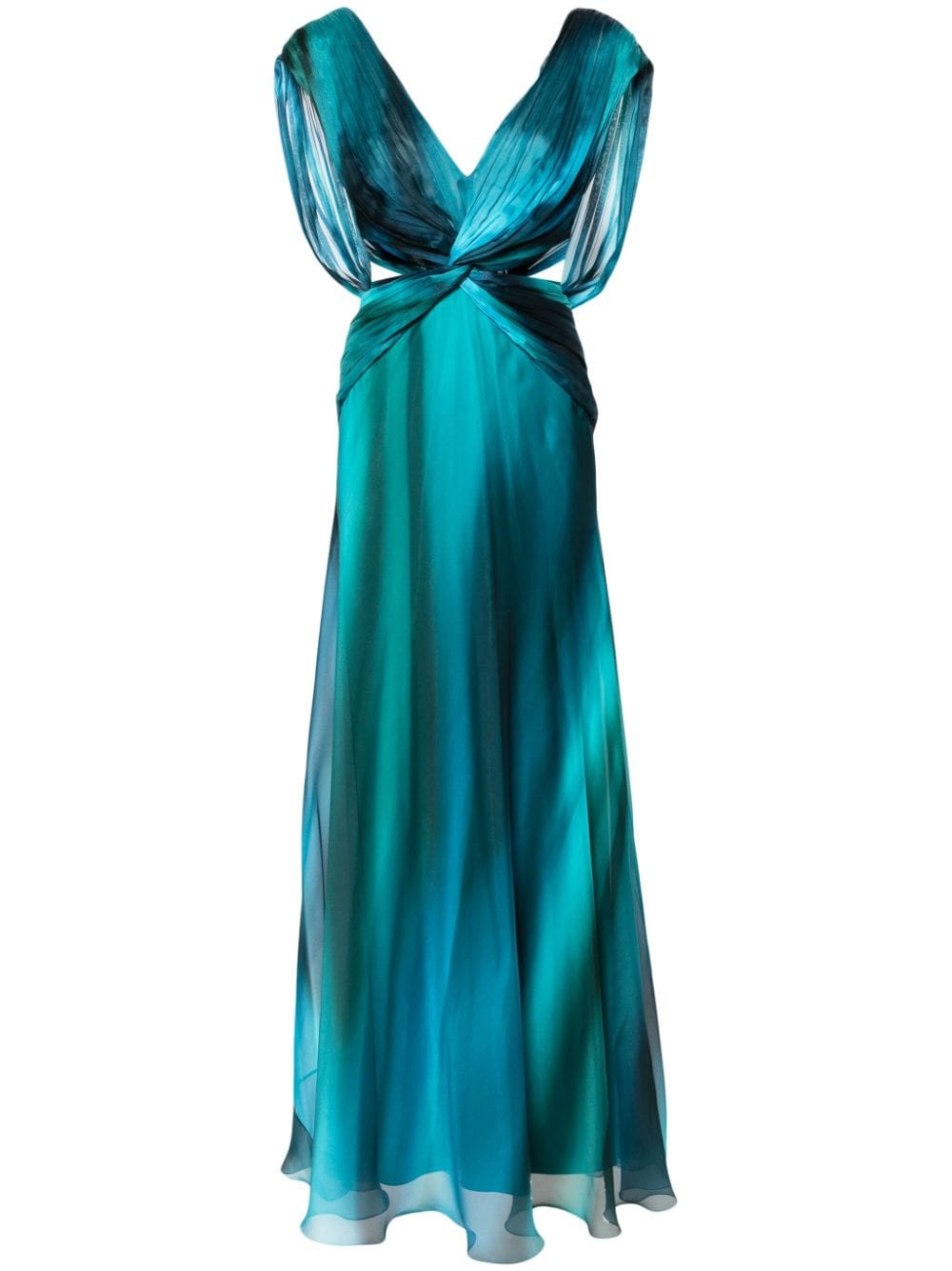 Abito da sera con cut-out in blu e verde - donna 