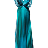 Abito da sera con cut-out in blu e verde - donna 