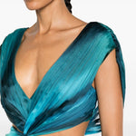 Abito da sera con cut-out in blu e verde - donna 