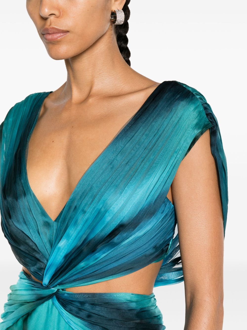 Abito da sera con cut-out in blu e verde - donna 