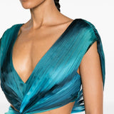 Abito da sera con cut-out in blu e verde - donna 