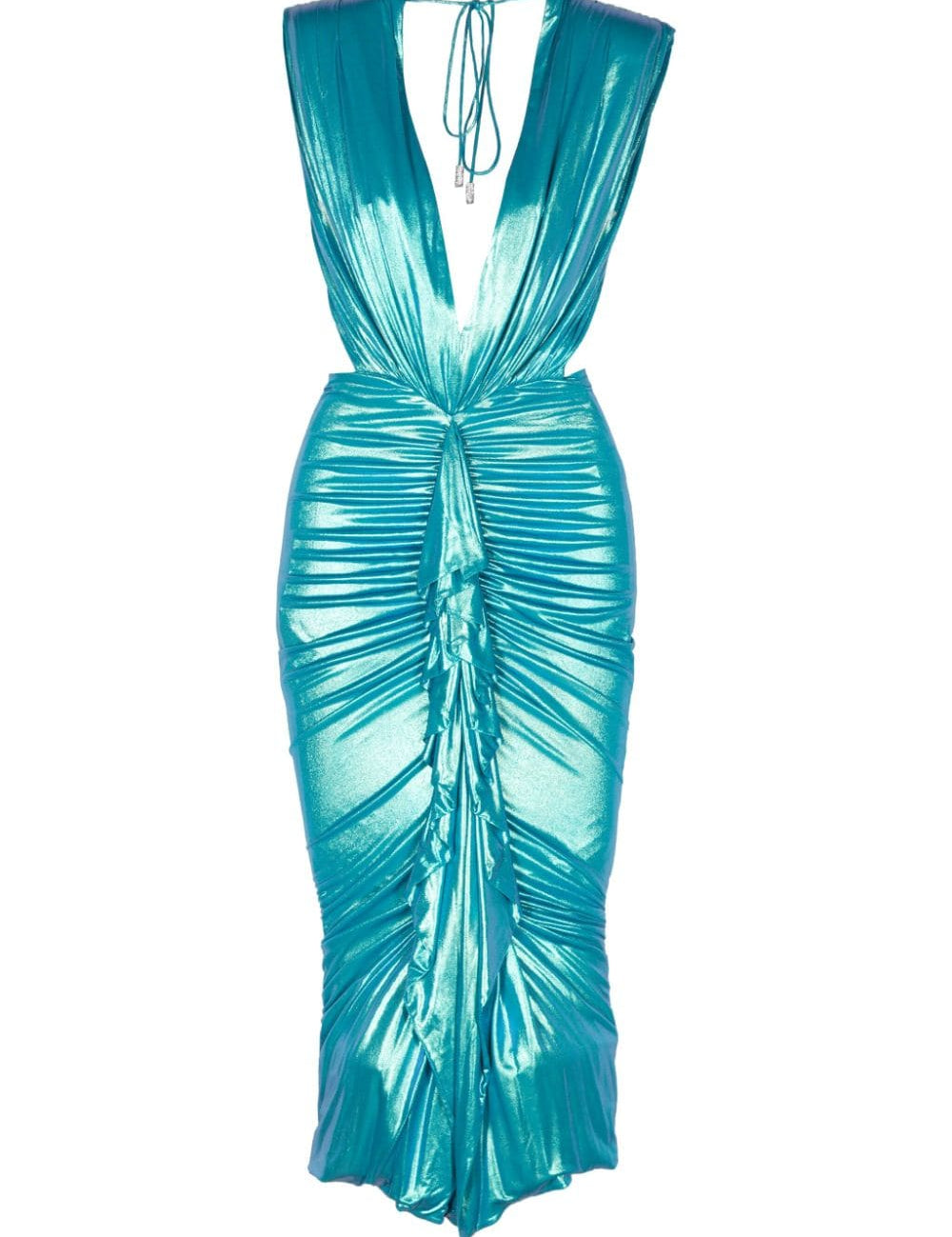 Abito midi con scollo profondo in blu - donna 