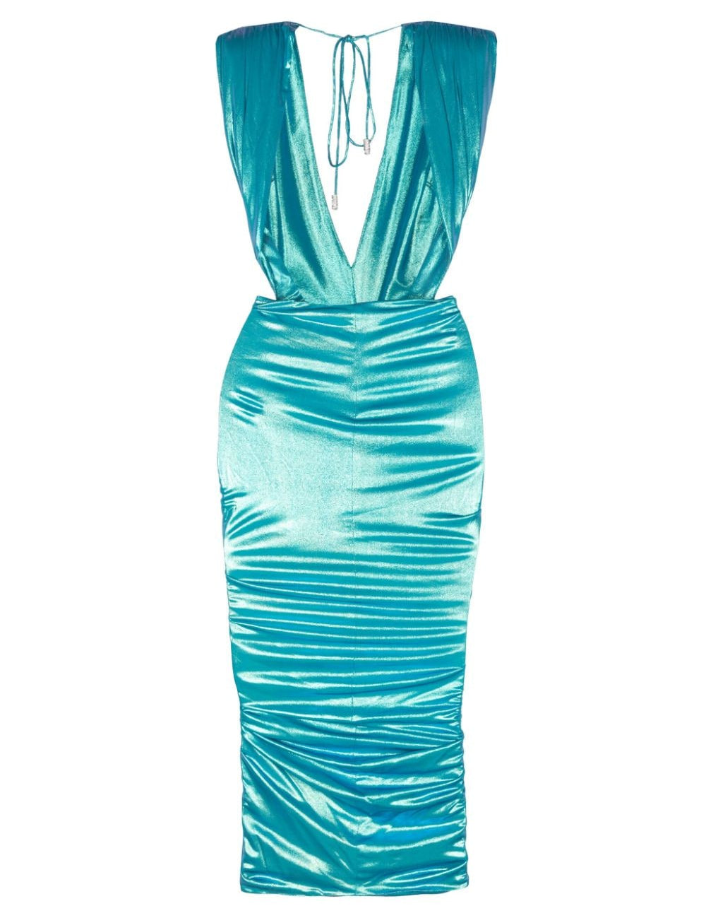 Abito midi con scollo profondo in blu - donna 