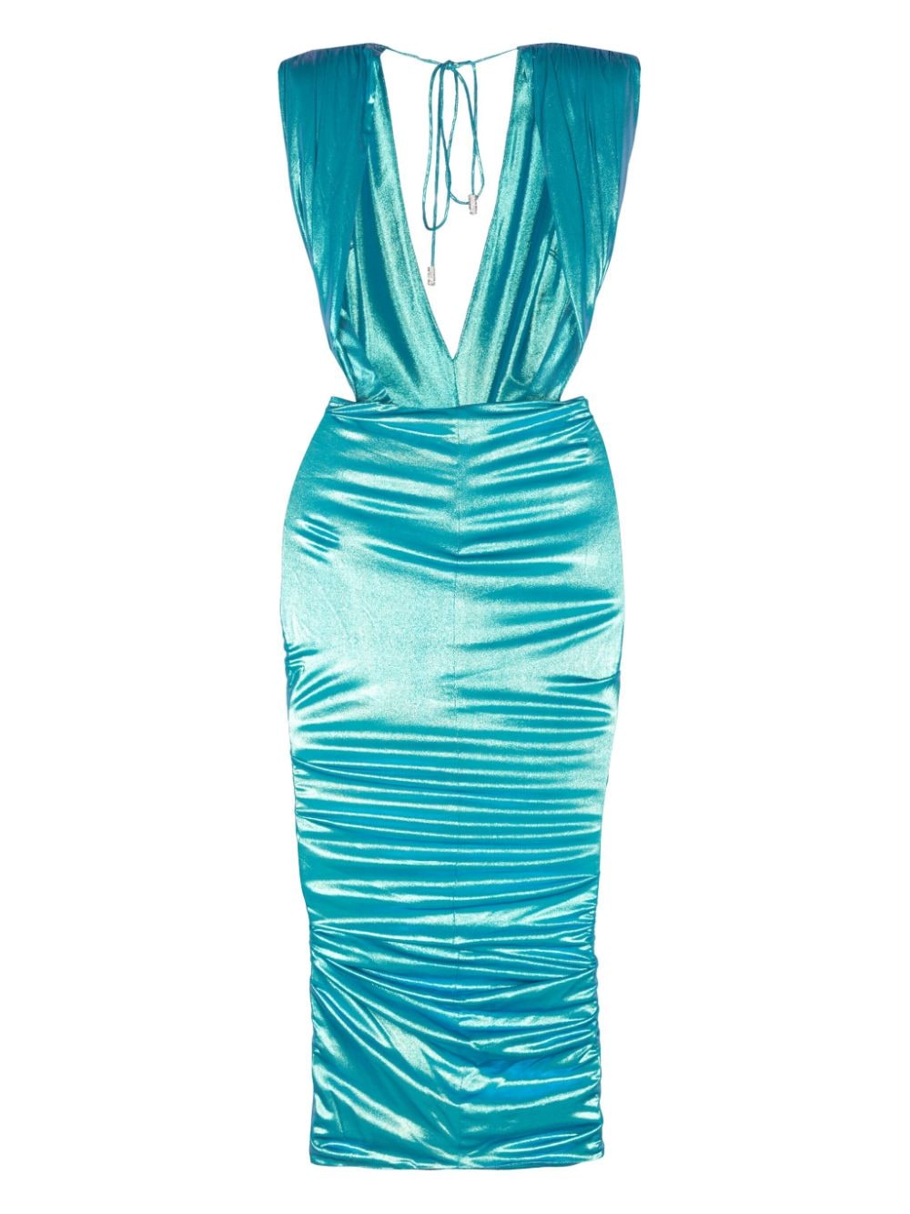 Abito midi con scollo profondo in blu - donna 