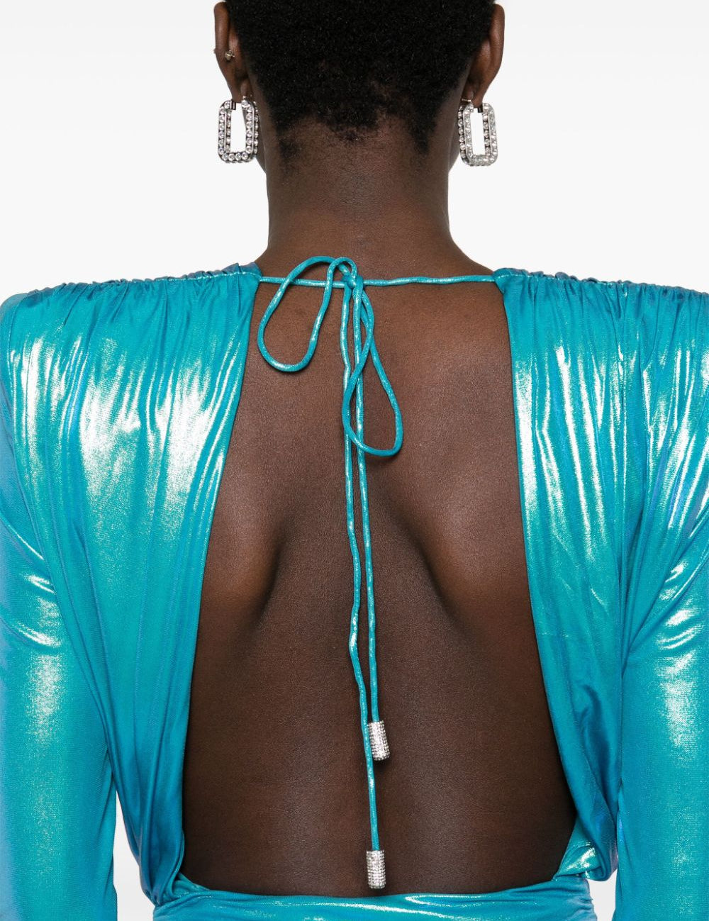Abito con ruches e finitura metallizzata in blu - donna 