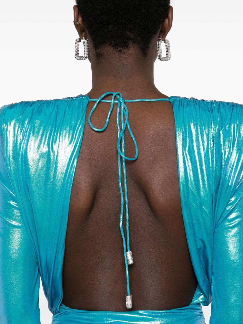 Abito con ruches e finitura metallizzata in blu - donna 