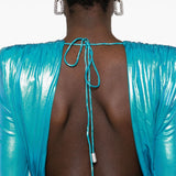 Abito con ruches e finitura metallizzata in blu - donna 