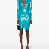 Abito con ruches e finitura metallizzata in blu - donna 