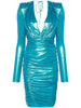 Abito con ruches e finitura metallizzata in blu - donna