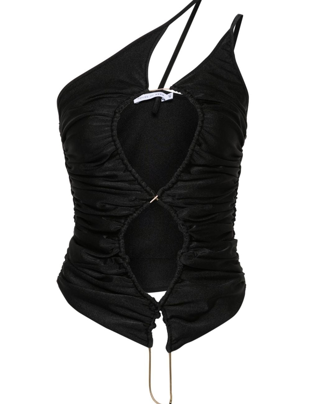 Top asimmetrico con cut-out in nero - donna 