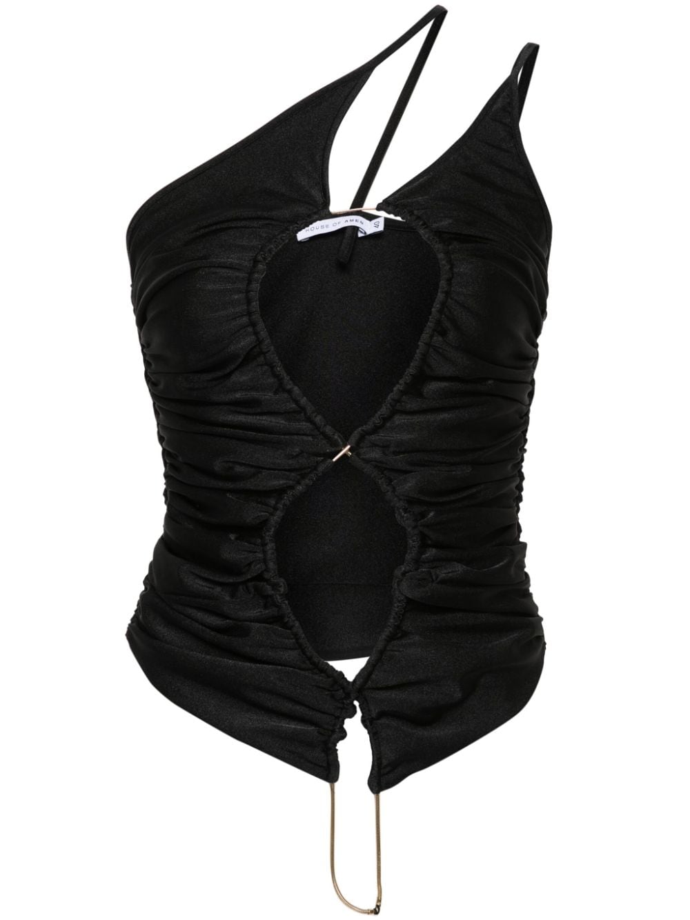 Top asimmetrico con cut-out in nero - donna 