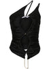 Top asimmetrico con cut-out in nero - donna