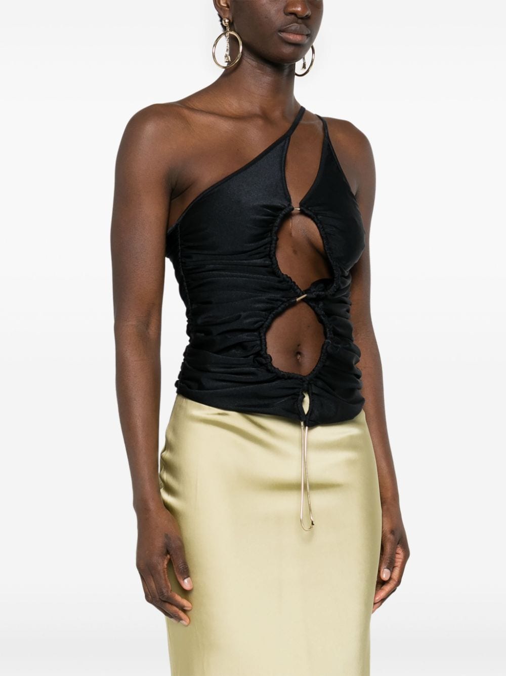 Top asimmetrico con cut-out in nero - donna 