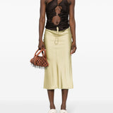 Top asimmetrico con cut-out in marrone - donna 