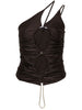 Asymmetric cut-out top in brown - women