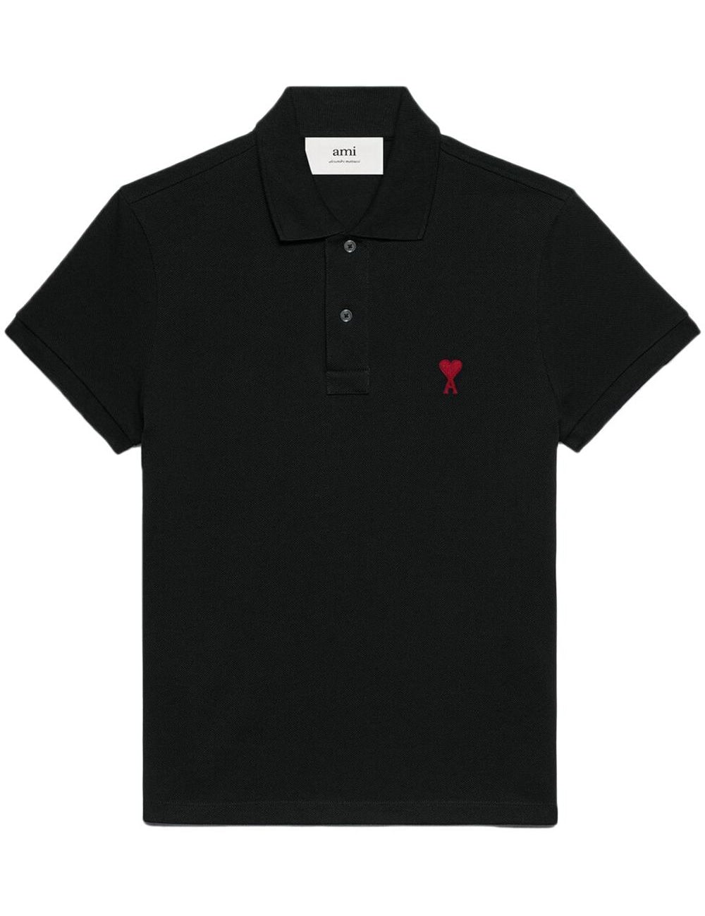 Polo con ricamo in nero - unisex 