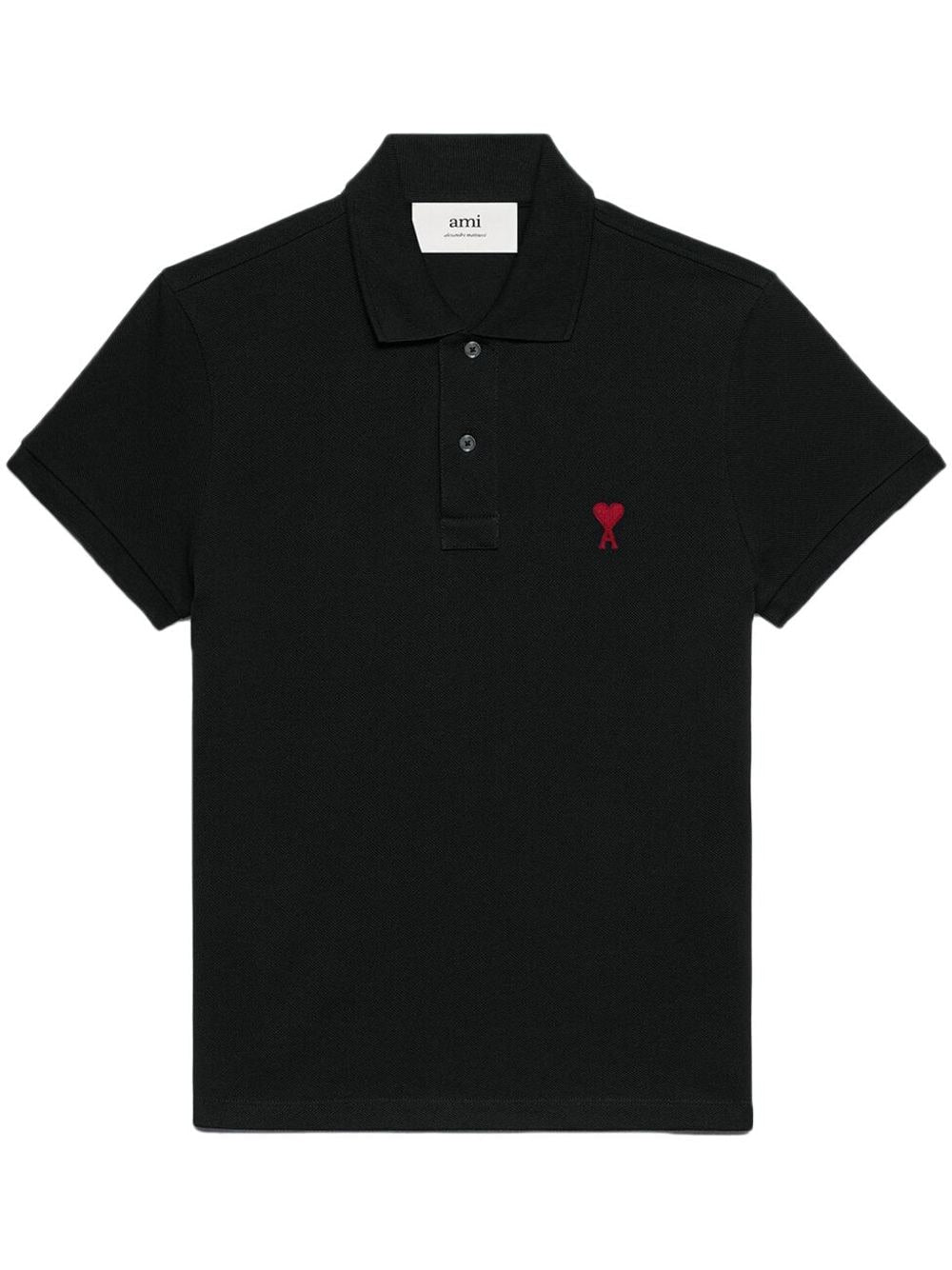 Polo con ricamo in nero - unisex 