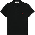 Polo con ricamo in nero - unisex 