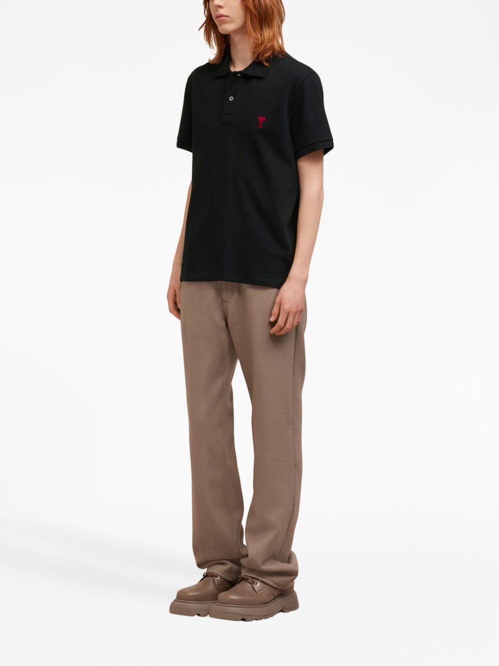 Polo con ricamo in nero - unisex 
